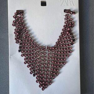 Zara Burgundy Bib Necklace